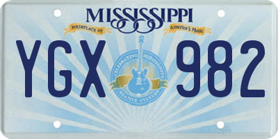 MS license plate YGX982