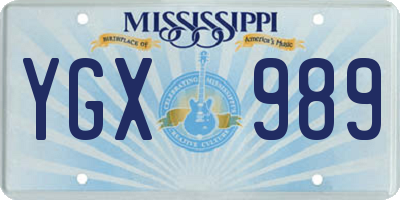 MS license plate YGX989