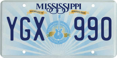 MS license plate YGX990