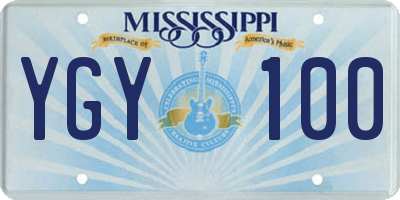 MS license plate YGY100