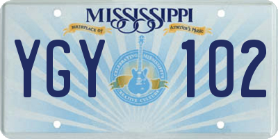 MS license plate YGY102