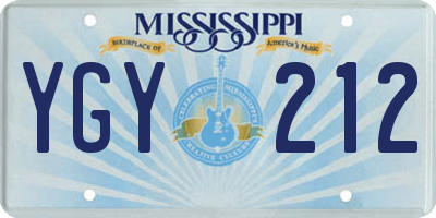 MS license plate YGY212