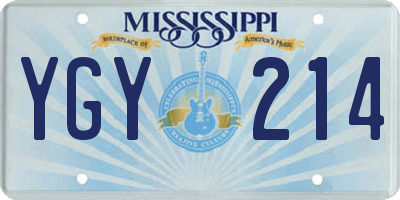 MS license plate YGY214