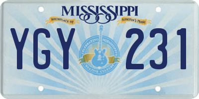 MS license plate YGY231