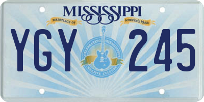MS license plate YGY245