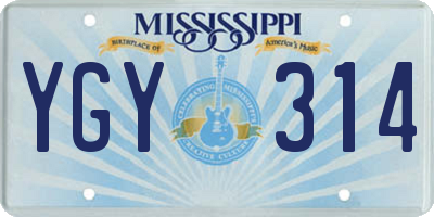 MS license plate YGY314