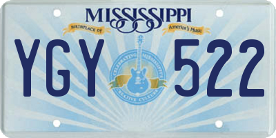 MS license plate YGY522