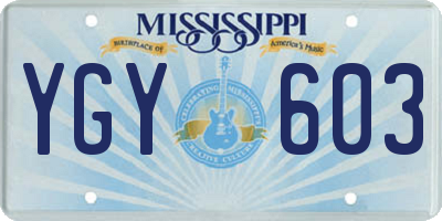 MS license plate YGY603