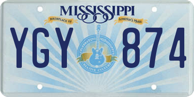 MS license plate YGY874