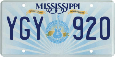 MS license plate YGY920
