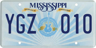 MS license plate YGZ010