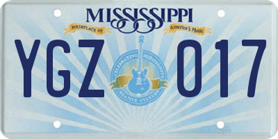 MS license plate YGZ017