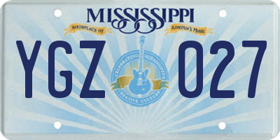 MS license plate YGZ027