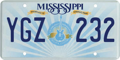 MS license plate YGZ232
