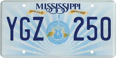 MS license plate YGZ250
