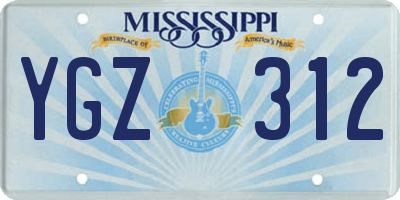 MS license plate YGZ312