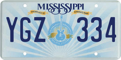 MS license plate YGZ334