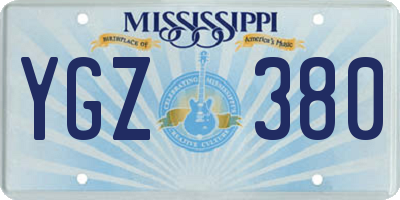 MS license plate YGZ380