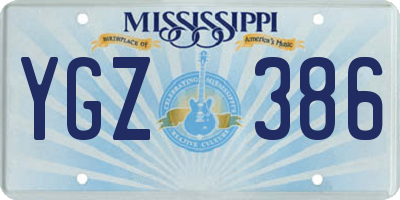 MS license plate YGZ386