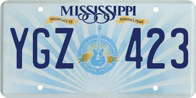 MS license plate YGZ423