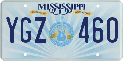 MS license plate YGZ460