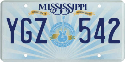 MS license plate YGZ542