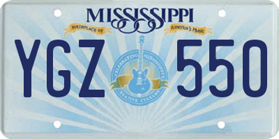 MS license plate YGZ550