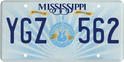 MS license plate YGZ562