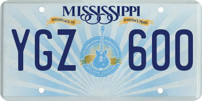 MS license plate YGZ600