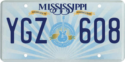 MS license plate YGZ608