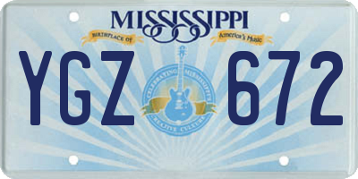 MS license plate YGZ672