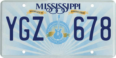 MS license plate YGZ678