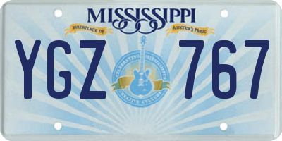 MS license plate YGZ767