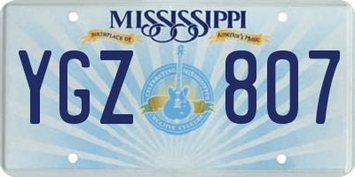 MS license plate YGZ807