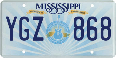 MS license plate YGZ868