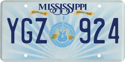 MS license plate YGZ924