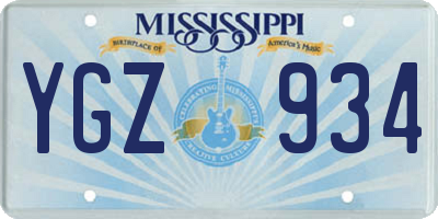 MS license plate YGZ934
