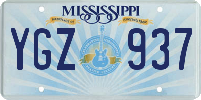 MS license plate YGZ937