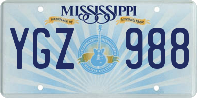 MS license plate YGZ988