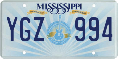 MS license plate YGZ994