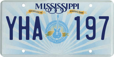 MS license plate YHA197