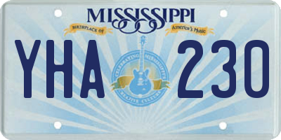 MS license plate YHA230
