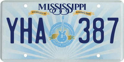 MS license plate YHA387
