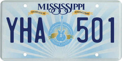 MS license plate YHA501