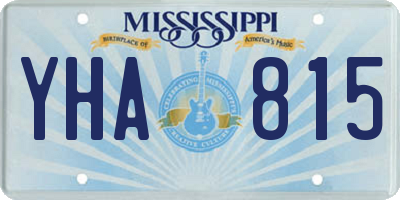 MS license plate YHA815