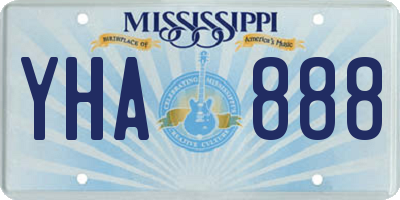 MS license plate YHA888