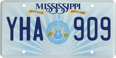 MS license plate YHA909