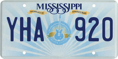 MS license plate YHA920
