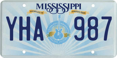 MS license plate YHA987