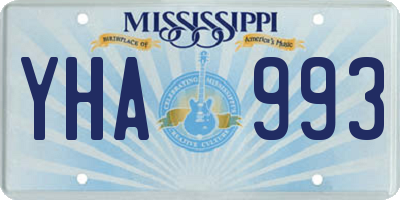 MS license plate YHA993